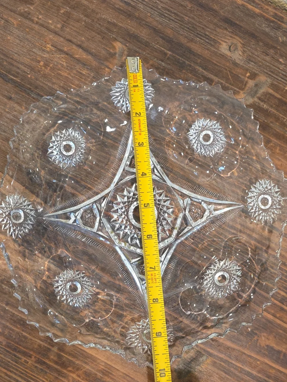 McKee PRES-CUT Aztec Pattern Geometric Glass Fruit Bowl Antique 1905